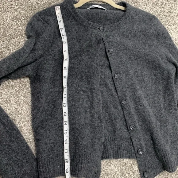Zara Dark Gray Wool Cardigan Sweater - Picture 5 of 7